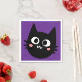 Grappige Zwarte Kat Paars Servet (Insitu)