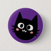 Grappige zwarte kat Paarse Ronde Button 5,7 Cm (Voorkant)