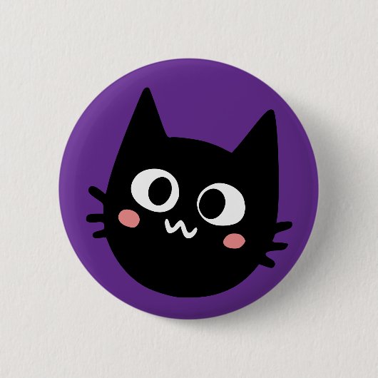 Grappige zwarte kat Paarse Ronde Button 5,7 Cm (Voorkant)