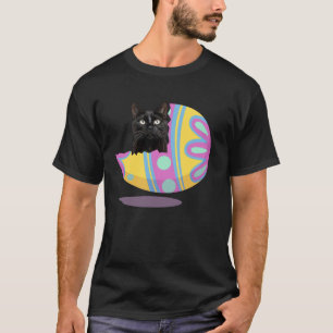 Grappige Zwarte Kat Paasei Gelukkige Pasen 2024 T-shirt