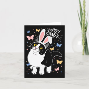 Grappige zwarte kat paasei Happy Easter Bunny Tuxe Kaart