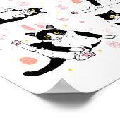 Grappige zwarte kat paasei Happy Easter Bunny Tuxe Poster (Hoek)