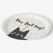 Grappige zwarte kat perfecte dag verjaardag papieren bordje (Gekanteld)