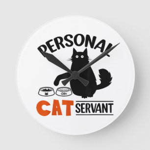 Grappige Zwarte Kat Persoonlijke Kat Knecht Ronde Klok