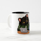 Grappige Zwarte Kat Programmeur Cadeauwinkel Mok (Voorkant links)
