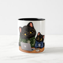 Grappige Zwarte Kat Programmeur Cadeauwinkel Mok  