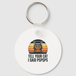 Grappige Zwarte Kat Pspsps Vintage Sunset Design_1 Sleutelhanger