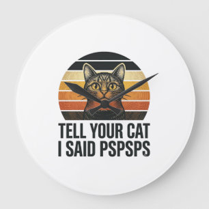 Grappige Zwarte Kat Pspsps Vintage Zonsondergang D Grote Klok