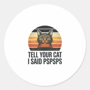Grappige Zwarte Kat Pspsps Vintage Zonsondergang D Ronde Sticker