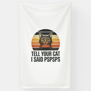 Grappige Zwarte Kat Pspsps Vintage Zonsondergang D Spandoek