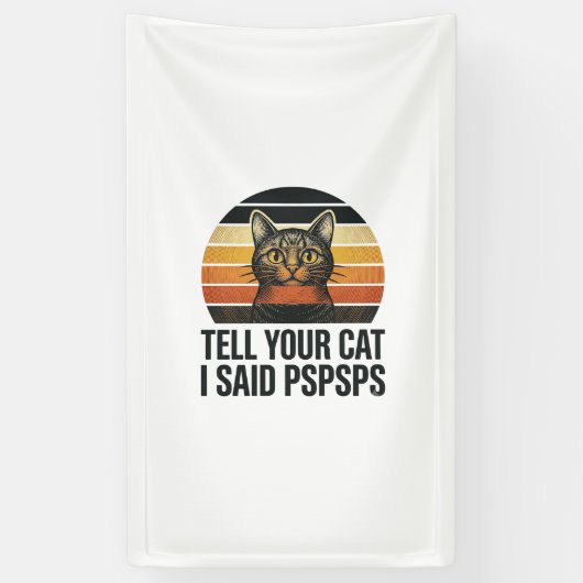 Grappige Zwarte Kat Pspsps Vintage Zonsondergang D Spandoek (Verticaal)