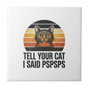 Grappige Zwarte Kat Pspsps Vintage Zonsondergang D Tegeltje