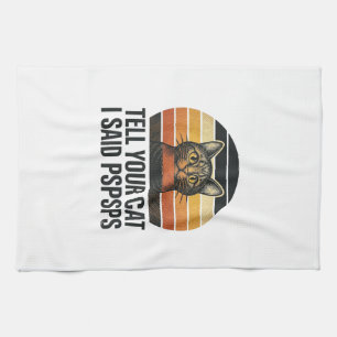 Grappige Zwarte Kat Pspsps Vintage Zonsondergang D Theedoek