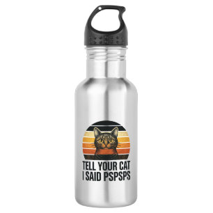 Grappige Zwarte Kat Pspsps Vintage Zonsondergang D Waterfles