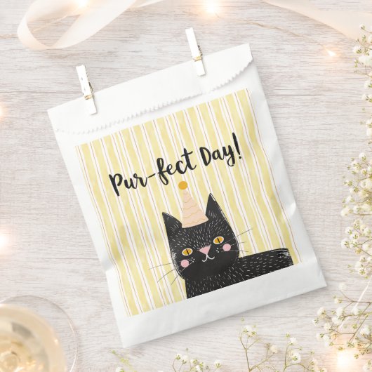 Grappige zwarte kat Pur-Perfect Day Bedankzakje (Geknipt)