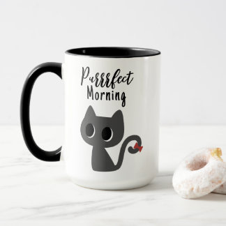 Grappige Zwarte Kat Purrfecte Ochtend Moppige Kitt Mok