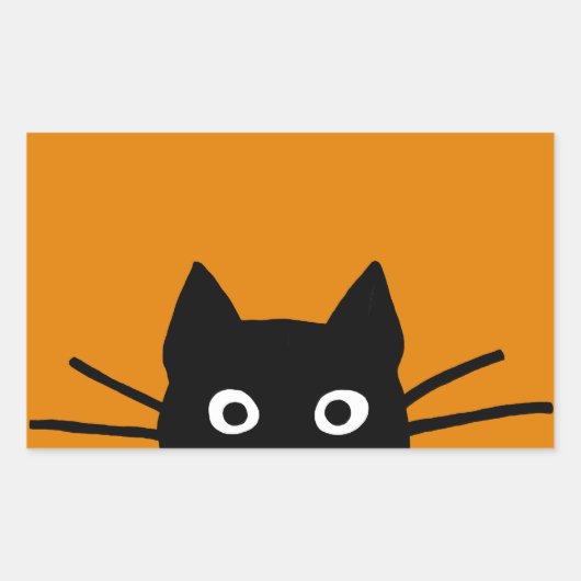 Grappige Zwarte Kat Rechthoekige Sticker (Voorkant)