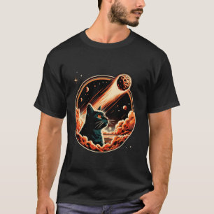 Grappige Zwarte Kat Ruimte Retro Vintage Sci-Fi Es T-shirt