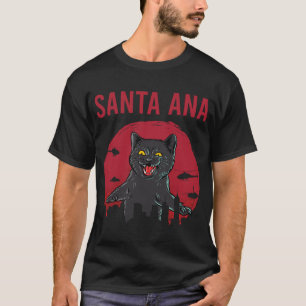 Grappige zwarte kat Santa Ana T-shirt