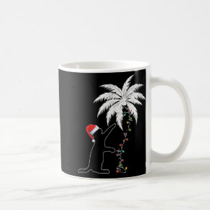 Grappige zwarte kat Santa Hat Hawaiian Kerstmis in Koffiemok