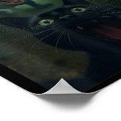 Grappige zwarte kat selfie met T-rex dinosaurusbos Poster (Hoek)