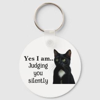 Grappige zwarte kat Sleutelhanger