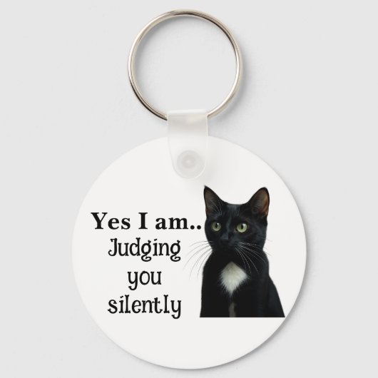 Grappige zwarte kat Sleutelhanger (Voorkant)