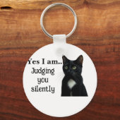 Grappige zwarte kat Sleutelhanger (Achterkant)