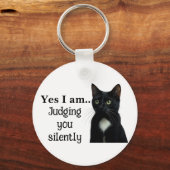 Grappige zwarte kat Sleutelhanger (Voorkant)