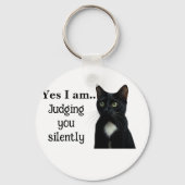 Grappige zwarte kat Sleutelhanger (Achterkant)