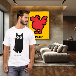 Grappige Zwarte Kat Starende Wedstrijd   Schattige T-shirt
