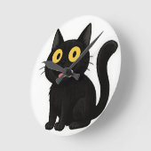 Grappige zwarte kat Sticker met gele ogen Ronde Klok (Hoek)