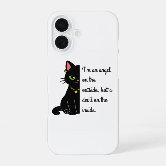 grappige zwarte kat telefoonhoes iPhone 16 hoesje (Achterkant)