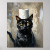 Grappige Zwarte Kat Toiletpapier Poster (Voorkant)