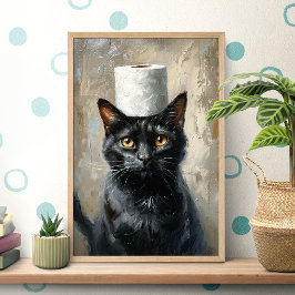 Grappige Zwarte Kat Toiletpapier Poster