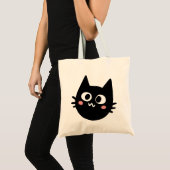 Grappige Zwarte Kat Tote Bag (Voorkant (product))