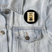 Grappige Zwarte Kat Ufo Ramen Alien Ontvoering Gra Ronde Button 5,7 Cm (In situ)