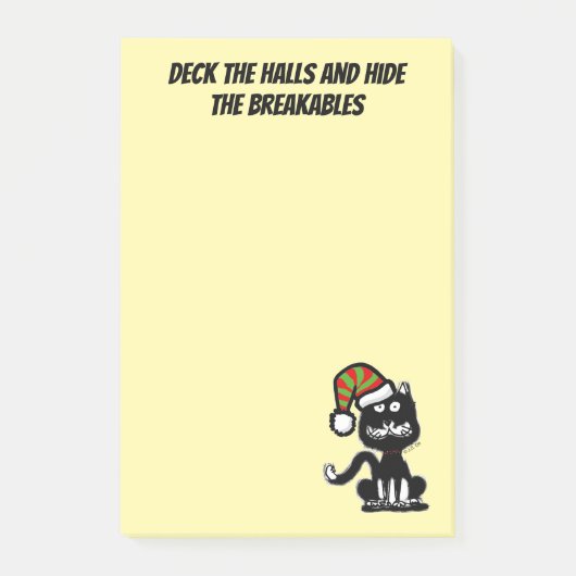 Grappige Zwarte Kat Vakantie Humor Festieve Kat Post-it® Notes (Voorkant)