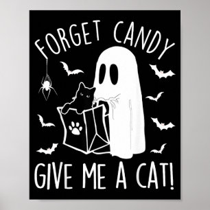 Grappige Zwarte Kat Vergeet Snoep Geef Een Kattenl Poster