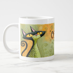 Grappige Zwarte Kat Verjaardagsmok met Grote Ogen Koffiekop