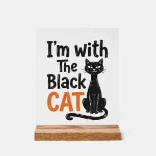 Grappige Zwarte Kat Vintage Gravure Halloween Desi Acryl Bord