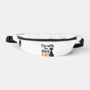 Grappige Zwarte Kat Vintage Gravure Halloween Desi Heuptasje