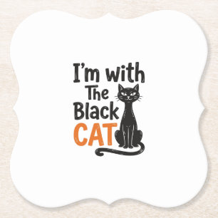 Grappige Zwarte Kat Vintage Gravure Halloween Desi Kartonnen Onderzetters