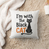 Grappige Zwarte Kat Vintage Gravure Halloween Desi Kussen (Deken)