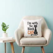 Grappige Zwarte Kat Vintage Gravure Halloween Desi Kussen (Stoel)
