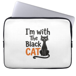 Grappige Zwarte Kat Vintage Gravure Halloween Desi Laptop Sleeve