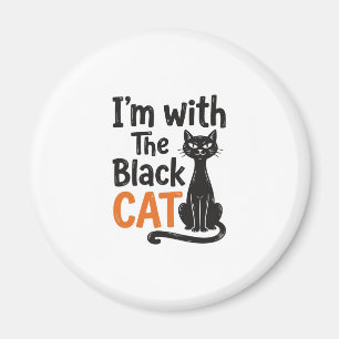 Grappige Zwarte Kat Vintage Gravure Halloween Desi Magneet