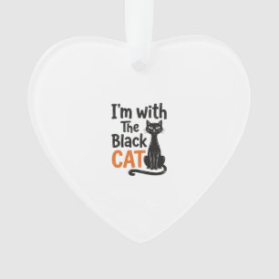 Grappige Zwarte Kat Vintage Gravure Halloween Desi Ornament