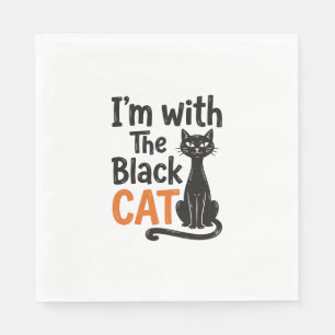 Grappige Zwarte Kat Vintage Gravure Halloween Desi Servet