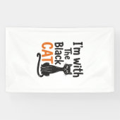 Grappige Zwarte Kat Vintage Gravure Halloween Desi Spandoek (Horizontaal)